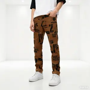 Men's Street Fashion Versatile Printed Straight Leg Slim Fit Jeans-5670  Casual Denim Menswear Streetwear Classic Stretch Stylish Tapered  Distressed Trouser Pants Fabric skinny jeans baggy jeans for men jeans pants for men denim