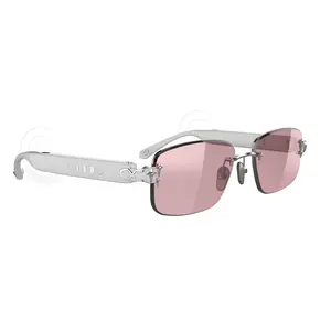 Aura Audio Calm Smart Sunglasses (White) – Color-Changing Lenses + Bluetooth Audio, Cool Tone Focus