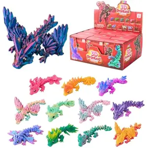 12 Pcs 3D Printed Dragon Blind Box Series, Mystery Box Party Favors for Kids 8-12, Mini Articulated Fidget Animals, Bulk Sensory Toys for Goodie Bags, Classroom Prizes & Birthday Gifts