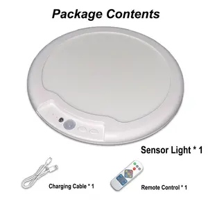 Magnetic Motion Sensor Ceiling Light, USB Rechargeable 3-Color LED Night Light with Remote Control, Wireless Stick-on Closet Light for Stairway Hallway