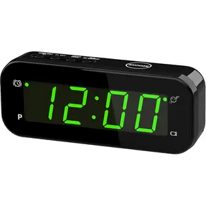 2-in-1 Digital  Clock with Indoor Thermometer - Flip to Show Temperature,  Operated, Large LED Display, Adjustable Brightness, Auto Dimming, Snooze, Portable Travel Clock