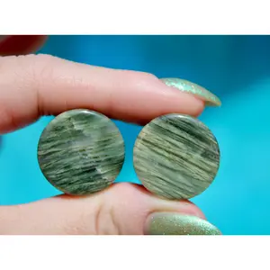 Green Line Jasper Double Flare Stone Plugs Pair 3mm-47mm