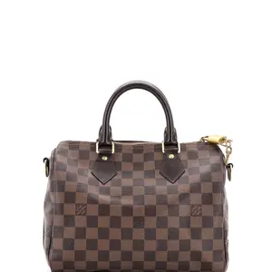 Pre-owned Louis Vuitton Canvas Coated Top Handle Bags Speedy Bandouliere Bag Damier 25 by Rebag