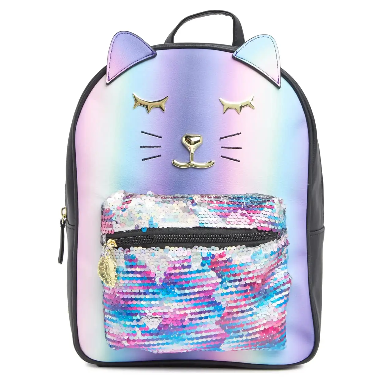 Luv Betsey Johnson Dani Ombre Kitty Cat Backpack - Purple Multi, Synthetic PU Leather, Adjustable Shoulder Strap, Zip Closure, 10.5''L x 4''D x 13''H