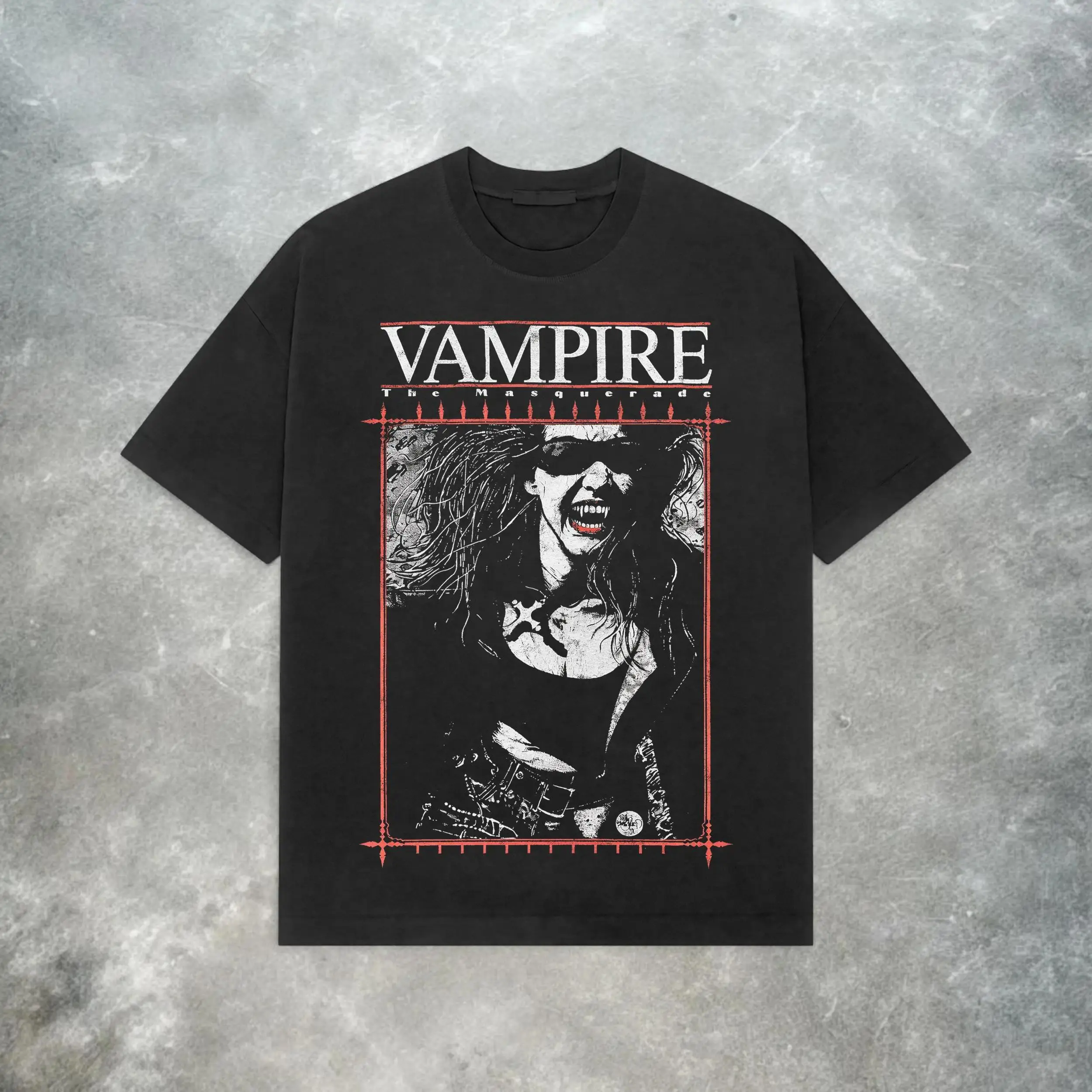 Vampire: The Masquerade Vintage Graphic Tee – 100% Cotton Y2K Grunge Short Sleeve T-Shirt for Men & Women