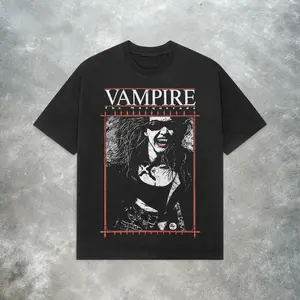 Vampire: The Masquerade Vintage Graphic Tee – 100% Cotton Y2K Grunge Short Sleeve T-Shirt for Men & Women