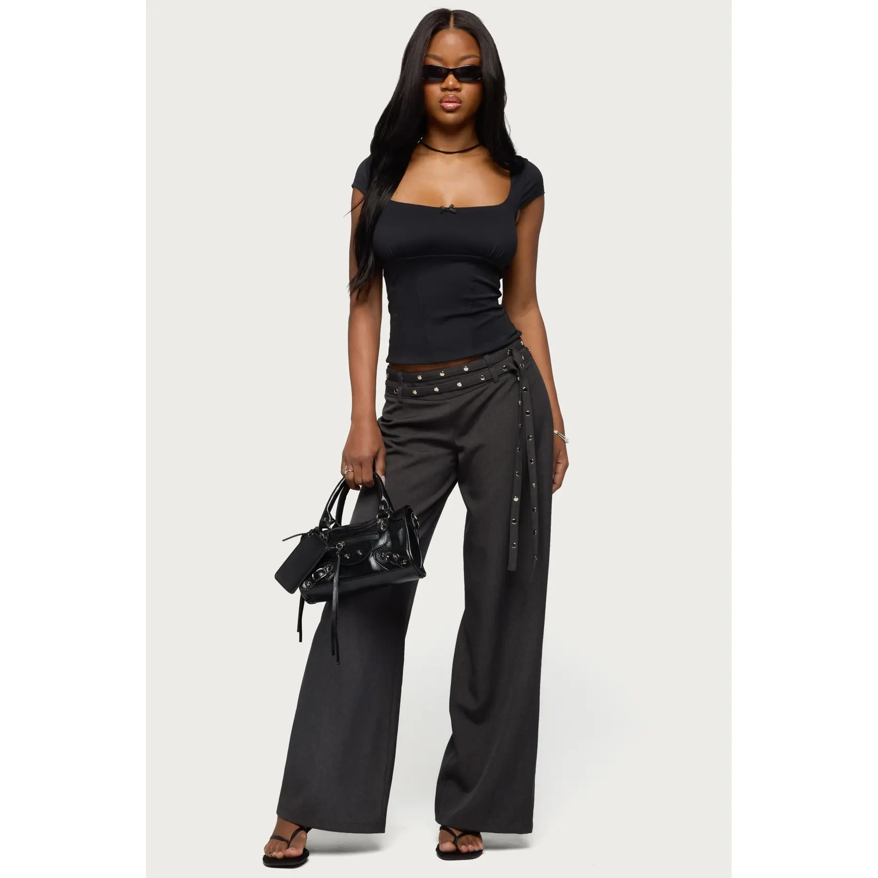 Cruz Double Belt Baggy Tailored Pants Cruz Double Belt Baggy Tailored Pants