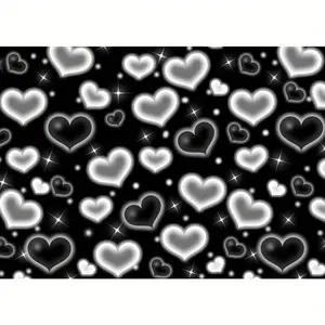 Romantic Heart & Star Tapestry Backdrop - Durable Peach Light Beige Fabric, Black with White Hearts & Stars Design for Indoor/Outdoor Birthday Photography, Weddings, Parties - No Electricity Needed, Hearts Decor, Indoor Outdoor Use, Star Patterns