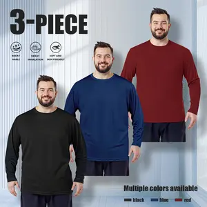 Men's oversized three-piece long-sleeved shirt, letter pattern round neck casual T-shirt top  Suitable for home, dating and outdoor activities