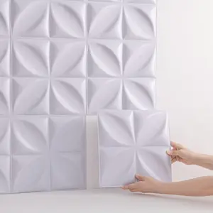 BRODARK 3D Diamond Texture PVC Wall Panels (30x30cm/11.8x11.8in) - Self-Adhesive, Waterproof, Fireproof Wall Art Decor for Living Room, Hotel, 10-Piece Box with Installation Tape