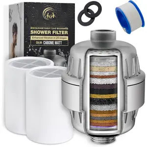 20 Stage Shower  Filter with Vitamin C E A for Hard Water - High Output Water Filters to Remove Chlorine and Fluoride - 2 Cartridges Included - Consistent Flow Showerhead Filter
