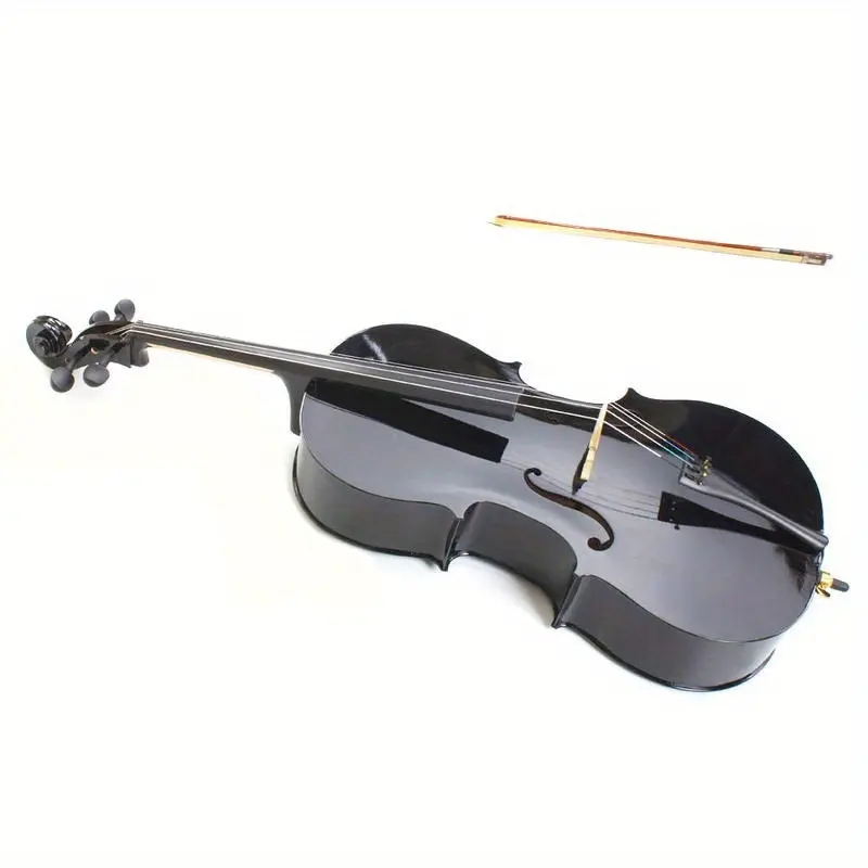 Wooden Full-Size Black Cello Model S002 - Student-Focused Stringed Musical Instrument with Ergonomic Design, Rich Tone, Smooth Playability, Durable Build, Classic Elegant Finish