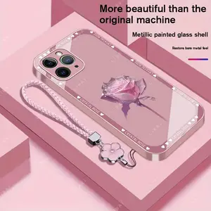 Suitable for [iPhone 11 Pro Max] Brand new premium phone case,  Free four-leaf clover lanyard，drop-proof and fingerprint-resistant，simple and elegant design，multiple colors available YM99