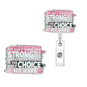 Retractable Badge Reel, 1 Count Letter Pattern Acrylic Id Holder with Clip for Nurses, Doctors, Students & Office Staff, Badge Reels Retractable