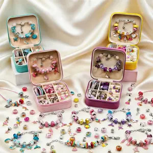 2026New Princess Themed Handmade Jewelry Beading Kit 68Pcs Charm Bracelet Making Kit Colorful Jewelry Box Bracelet Accessories for Women Birthday Family Holiday  Jewelry Supplies Gift Set 2026 New Arts Crafts Toy Valentines Gifts for Gf
