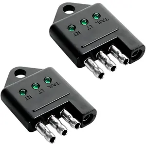 4 Pin Trailer Tester Connector, 4-Way Straight Trailer Light Tester with LED Indicators, Universal  Wiring Testing Accessories for /Turn/Tail Lights Trouble Shooter (2PCS)