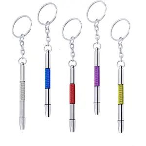 5 Pcs Mini Eyeglass Screwdriver, 4 in1 Watches Mini Precision, Stainless Steel Screwdriver Kit, Eyeglass Repair Set with Keychain,Stainless Steel Alloy Watchmaker Tool (5 colors)