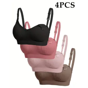 4pcs Sleep And Sports Dual Use Convenient Breastfeeding Anti Leakage Abdomen Control One Piece Seamless Fabric Suitable For Night Nursing Daily Sports