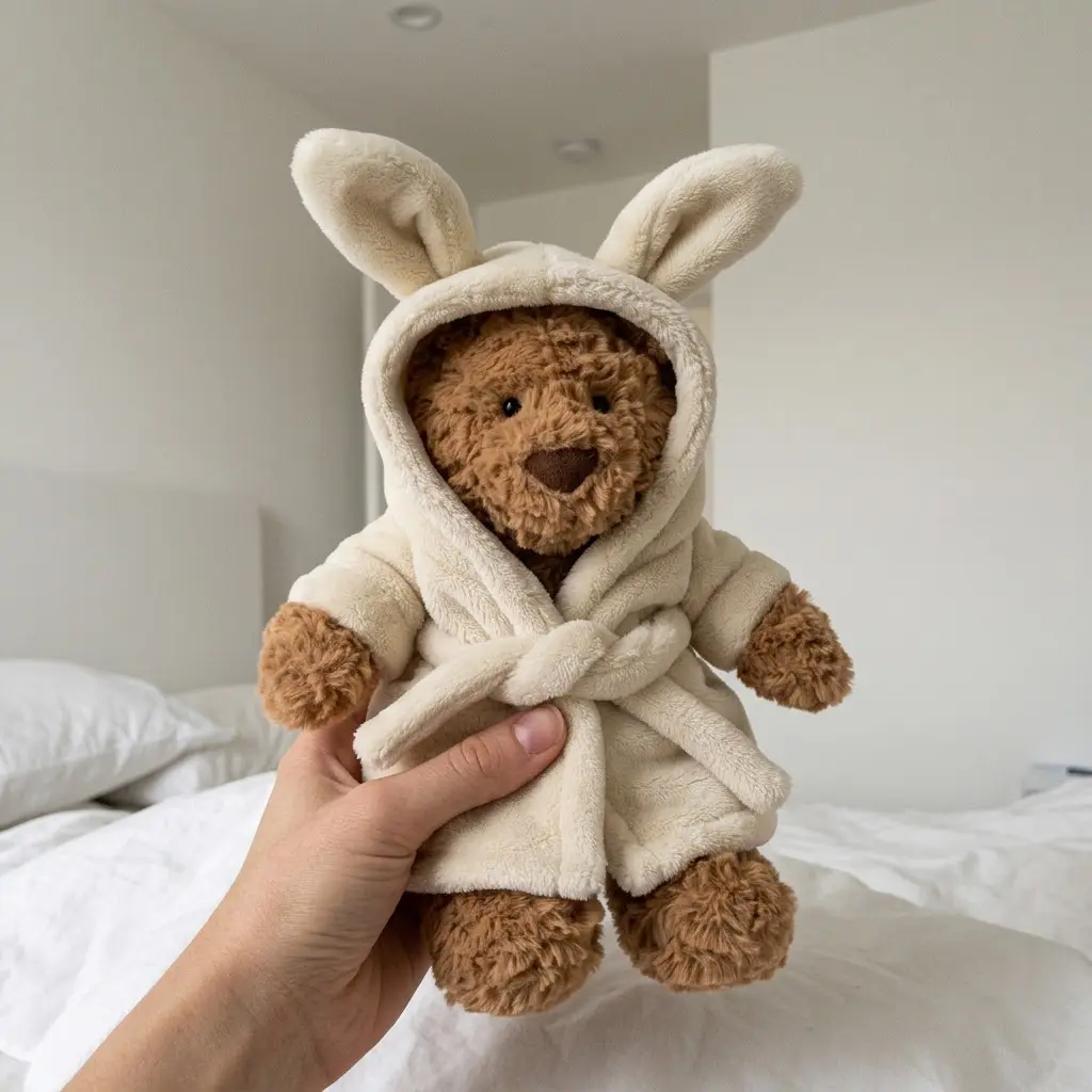JELLYCAT Bartholomew Bear Bathrobe Premium Plush Teddy Bear with Removable Bunny Bathrobe Soft Cuddly Gift Toy for Birthday Baby Shower Collectors