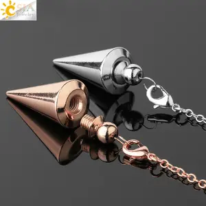 CSIA Jewelry New Pendulum Cone Pendant Detachable Metal Antique Bronze Plated Necklace 38x15x15mm 18cm Chain Gold Silver Rose Gold Bronze Plated necklaces  men