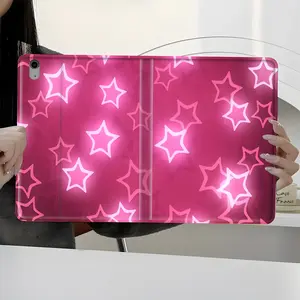 Cute & Whimsical Style Pink Star Pattern Tablet Case,Shockproof Full-Body Protective Tablet Case, Book Style Stand Cover for 7.9/8.3/10.2/10.5/10.9/11/12.9/13 inch Tablets, Durable Anti-Scratch Case for Home & Office