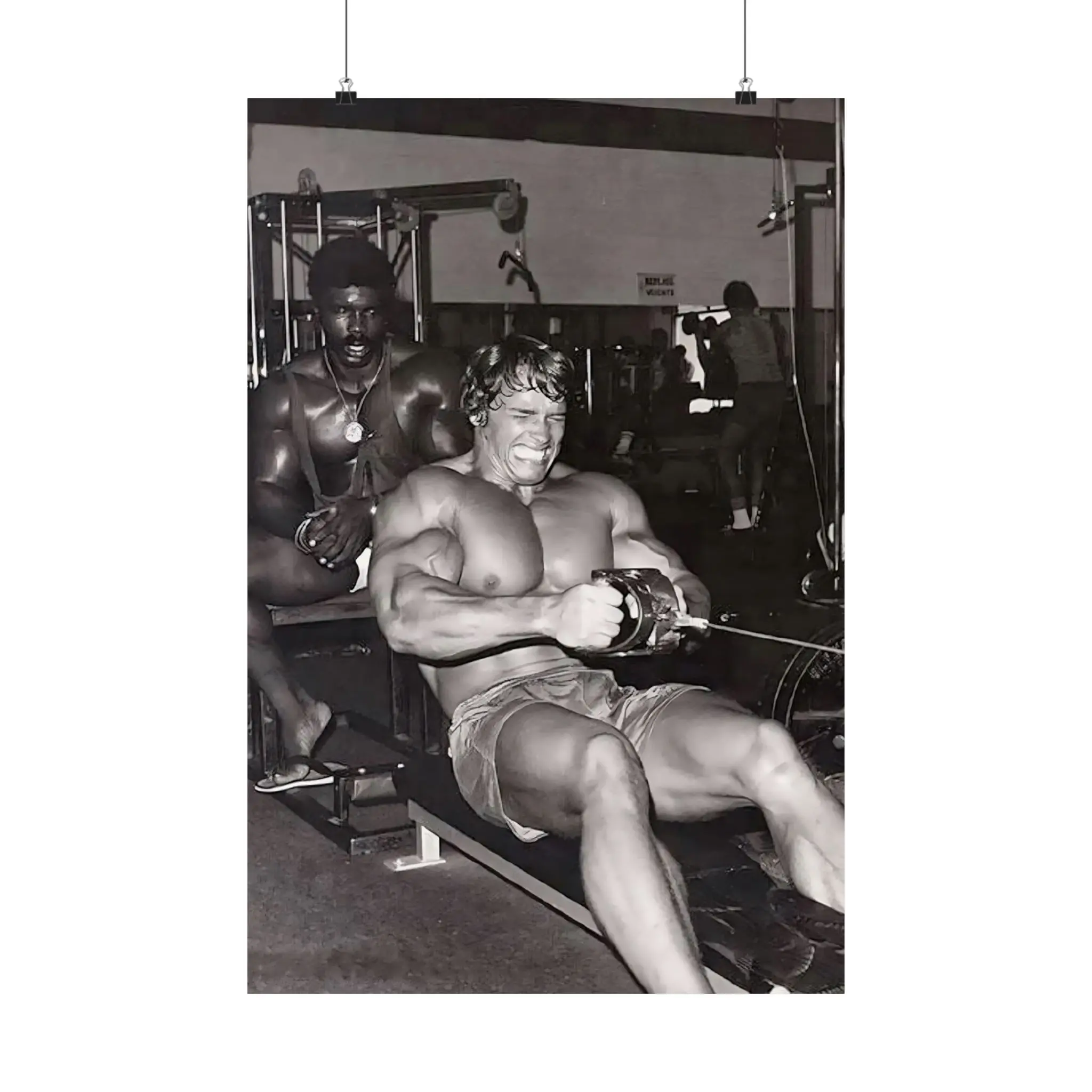 Arnold Schwarzenegger Rare Photo Magazine Gold Gym Training Mr Olympia Poster, Vintage Gym Bodybuilding Fitness Icon 4