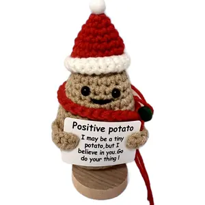 Positive potato Christmas Decoration Gifts White Elephants Stocking Stuffers Crochet Gifts Knitted Doll Cute Gifts Best Friend Gifts Encouragement Gift Birthday Gifts Christmas Positive Potato Inspirational Message Card Gifts Ideas Santa Potato Durable