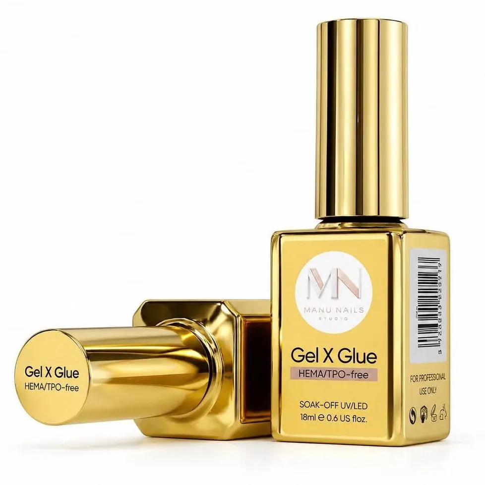 Manu Nails Studio Gel X Glue | HEMA & TPO Free Nail Adhesive | Soak Off UV/LED (18ml)