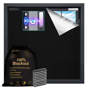 Magnetic Blackout Blind Stick On 250x145cm - No Drill Strong Magnetic Installation,Reusable & Removable Light Blocking Window Film for Bedroom-Black