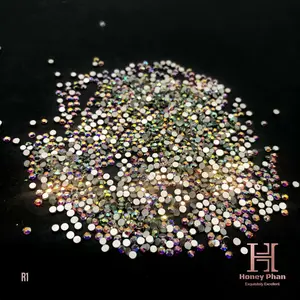 Crystal AB Flat Back Rhinestones for Nail Art, 1440 Pcs Iridescent Glass Gems, SS12 Size 3.0 - 3.2Mm