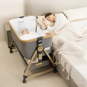 Baby Bassinet Bedside Crib, 3-in-1Portable Bassinet Bedside Sleeper with Mattress, Breathable Mesh, Adjustable Height, Incline for Reflux Relief, Newborn Bedside Cradle with Storage