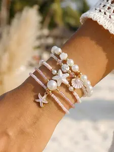 Boho Ocean Vacation Style Star Bead Bracelet, Beads Bracelets, Beaded Bracelets, Unique Fashion Body Chain Accessory, Perfect for Parties, Travel, Gifts