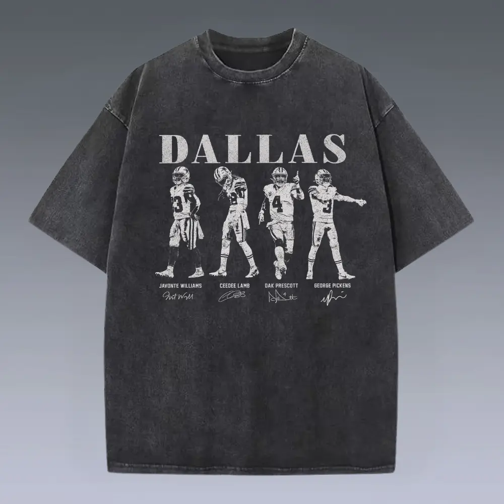 Dallas Football Washed & Comfort Color T-Shirtt, Dak Prescott George Pickens Shirt, CeeDee Lamb Tee Shirt, Dallas Football merch, Game Day Shirt, Football Tee clothes, men's clothing clothes merch, Streetwear, Gift For Him & Her