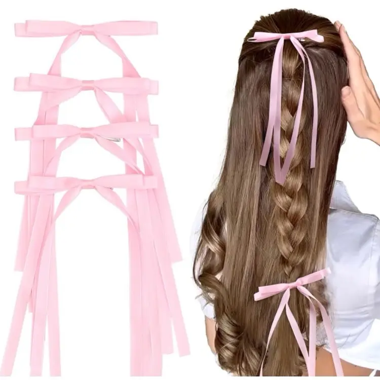 4Pcs Pink Bows