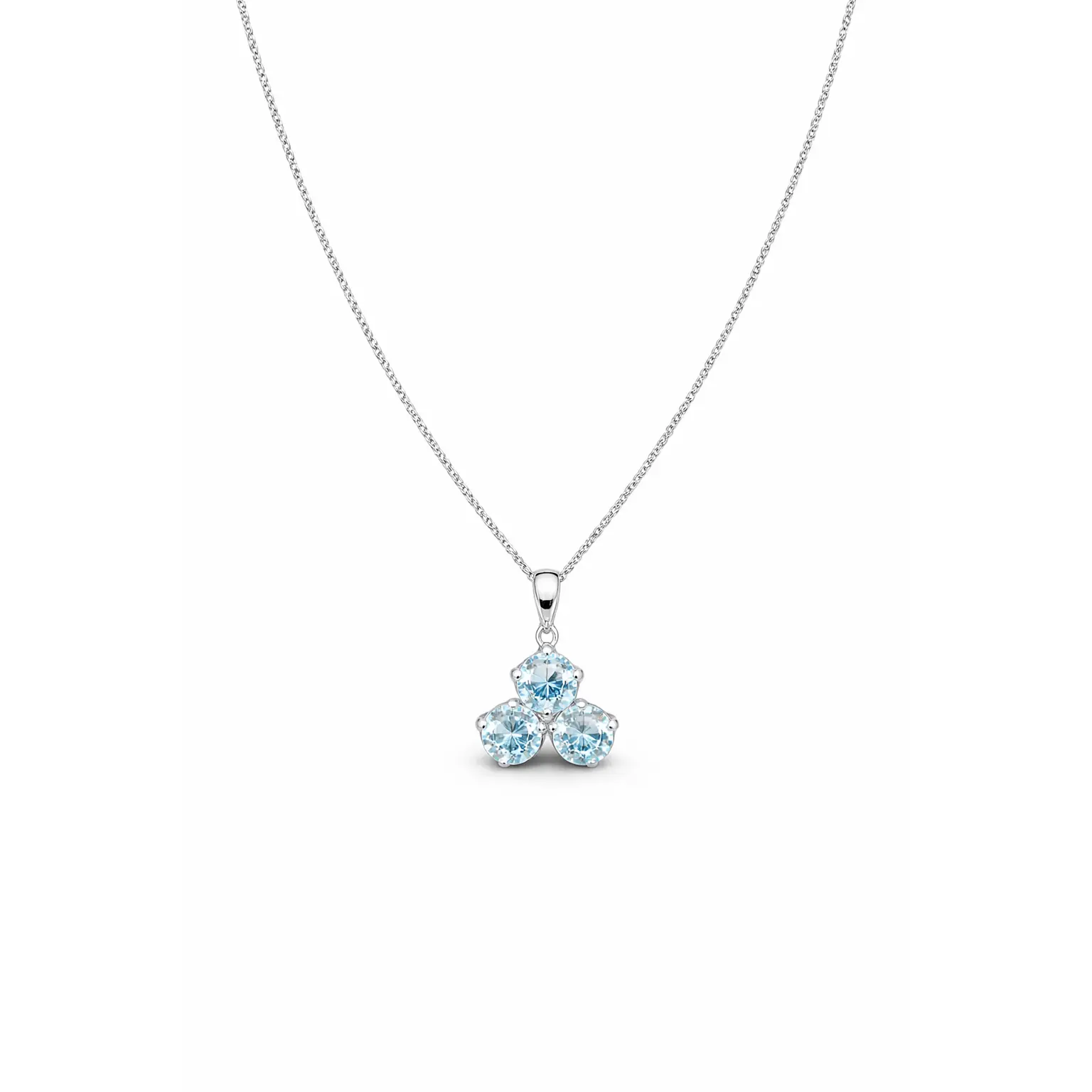 Tri Flower Blue Topaz Necklace