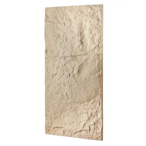 Father's Day Gift VEVOR 3D Wall Panels 4 Pack 48x24'' PU Stone Imitation 32 Sq.Ft Coverage Stone Yellow