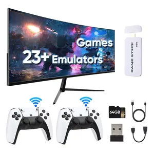 Wireless retro game console, retro game stick with over 20,000 games, 23 emulators, 64GB, Retro Game Stick Pro with dual 2.4GHz wireless controllers, plug-and-play TV video games, Game Box