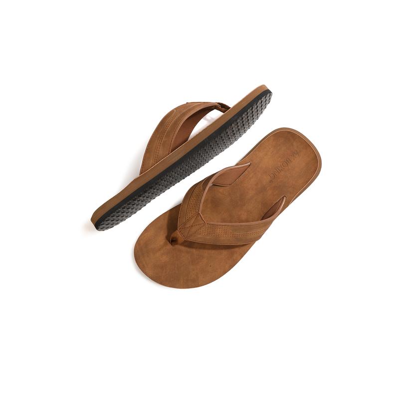 Men's leather flip flops, stylish and comfortable non-slip design slippers, suitable for daily outdoor and beach wear, arch support, durable Shoe Boy Summer Dance Soft Footwear Nail Sandal Items Brown Usat0906-4 Men's leather flip flops, stylish and comfortable non-slip design slippers, suitable for daily outdoor and beach wear, arch support, durable Shoe Boy Summer Dance Soft Footwear Nail Sandal Items Brown Usat0906-4