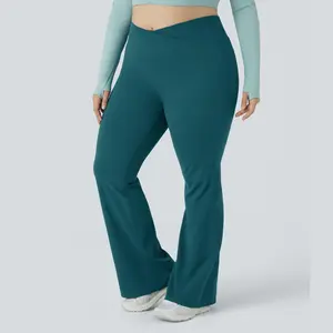 Halara High Waisted Crossover Full Length Flare Plus Size Leggings