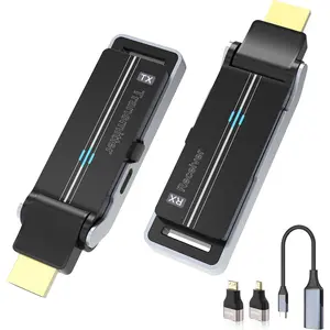 HDMI Transmitter & Receiver Kit with Heat Dissipation, 90? Bendable Interface, Dual-Band 2.4G/5G - Stream Video & Audio from Laptops/TV Boxes/Projectors to Monitors (Equip USB-C to HDMI)