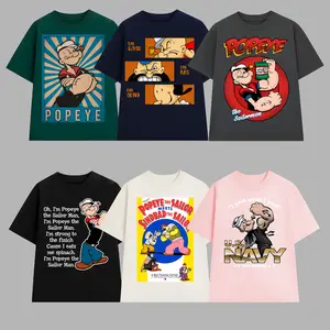 Vintage 1990's Popeye the sailor man and Wimpy cartoon shirt screenprint black cotton tshirt tee top