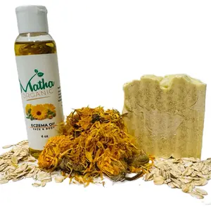 Matha Organic Calendula Chamomile Soap & Eczema Oil for Eczema Psoriasis Skin Calm & Moist 4 oz Natural Solution for Skin Health