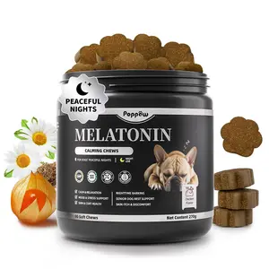 Dog Melatonin Calming Chews – Promotes Relaxation & Nighttime Calm for Dogs & Puppies, Supports Barking, Separation Anxiety & Fireworks Stress, Upgraded Bacon Flavor, 90 Ct
