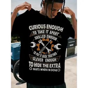 Graphic T-Shirt with a Mechanical Theme, a Great Present for Mechanics And Automotive Engineers, Crew Neck, Suitable for Machine Washing