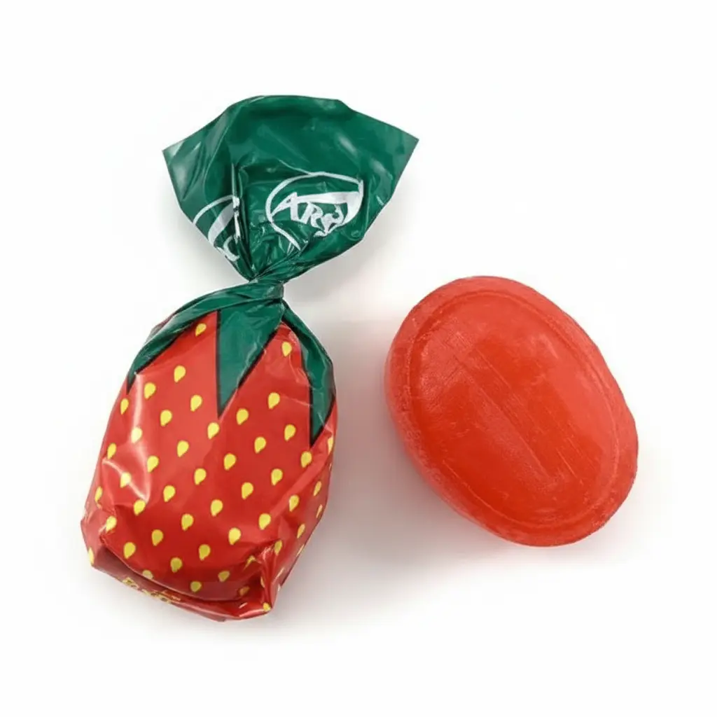 Filled Strawberry Delight Hard Candy Sweet Chewy Center Fruity Candy Snack
