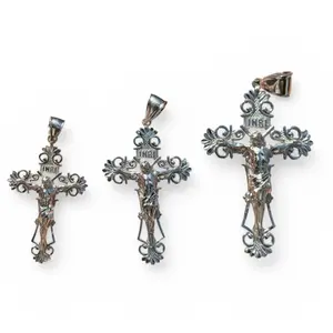 925 Sterling Silver Mens Cross Jesus Piece Crucifix Pendant