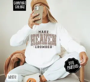 Make Heaven Crowded Leopard Sweatshirt Comfort Colors, Trendy Women's Religious Crewneck