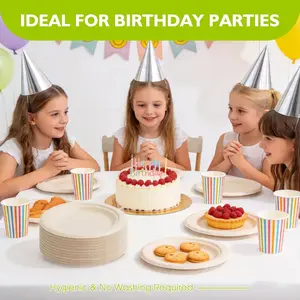 Compostable Paper Plates - Heavy-Duty, Unbleached Brown Biodegradable Disposable Plates Made from Natural Sugarcane Fiber for Parties, Camping