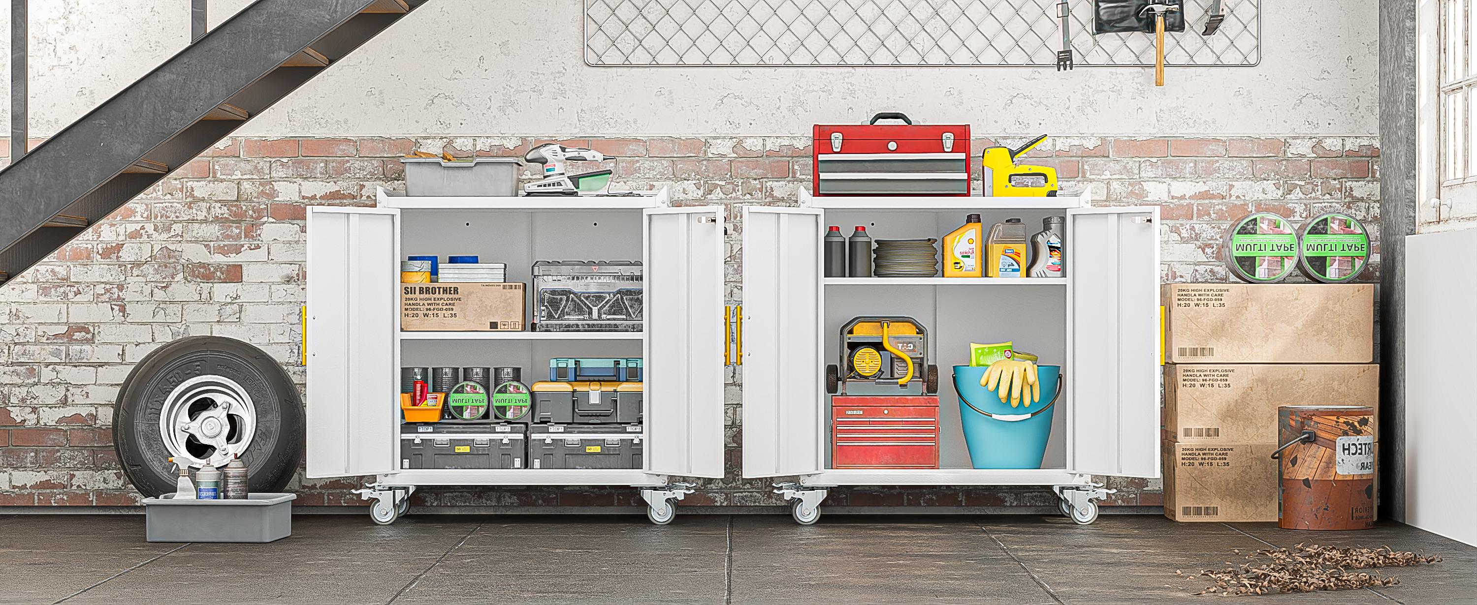 35.6"Metal Storage Cabinet with Wheels,Rolling Tool Cabinets with Doors and Adjustable Shelves,Lockable Garage Storage Cabinet,Heavy Duty Tool Chest for Home Office Utility Room,Assembly Required,