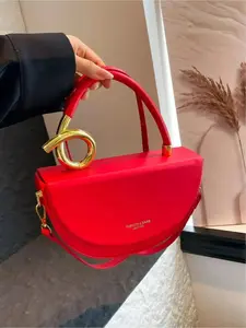 CYX Exquisite box bag, rope-shaped handle, half-moon shape, simple commuting, party, 2025 new style shoulder and crossbody Pu Leather handbag, suitable for commuting, party, dinner, Fashionable handbag
